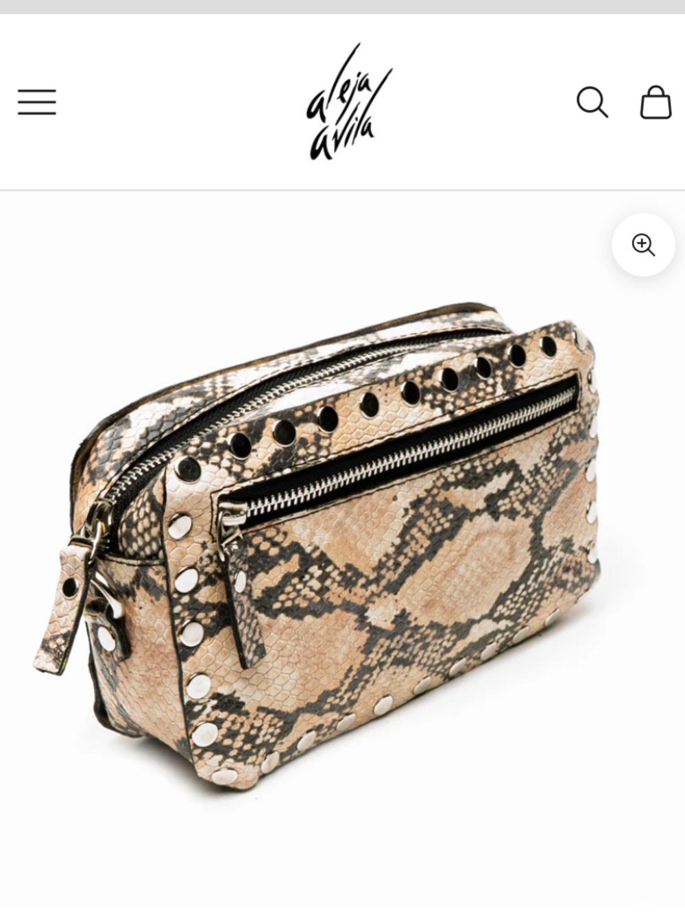 Aleja Avila Snake-Print Studded Bag